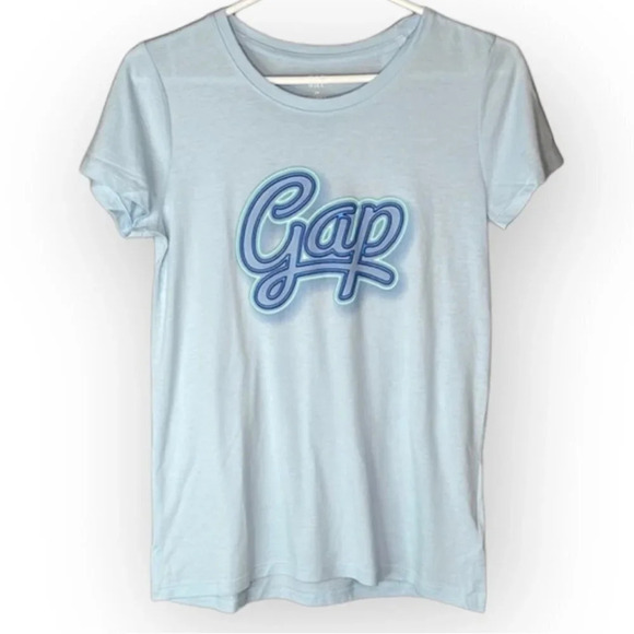 GAP NWT Baby Blue Retro Graphic Logo Crewneck Favourite Tee Sizes S & M - Picture 2 of 8